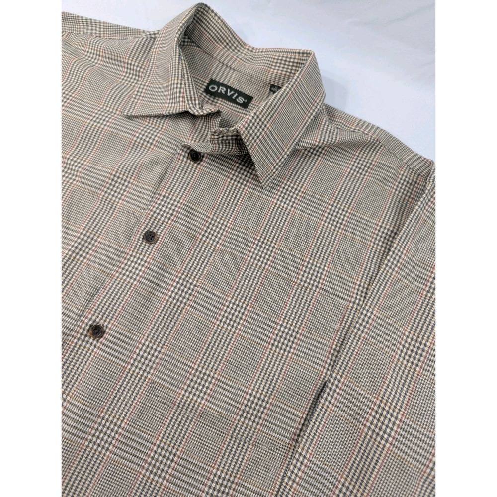 Orvis Soft Cotton Glenn Check Plaid Button Up Shirt Men's Xlarge  Outdoor Casual